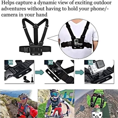 Sports Cameras Chest Mount Holder,Adjustable Chest Mount Harness Holder for All Sports Cameras in Saudi Arabia