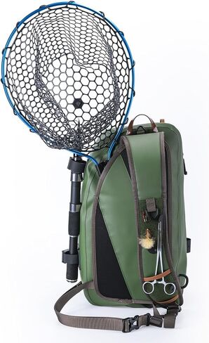 Goture Waterproof Fly Fishing Sling Pack, IPX8 840D TPU Fishing Sling Bag, 13L Tackle Backpack with Rod Holder,Airtight Zipper,Exhaust Valve,Adjustable Strap,Cross Body Gear Storage Bag,Gift for Men in Saudi Arabia
