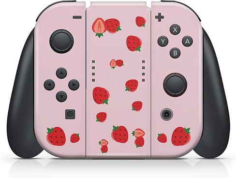 جراب Tacky Design Strawberry Skin متوافق مع Nintendo Switch OLED Skin - مجموعة ملصقات فينيل 3M Pink Nintendo Switch OLED - تبديل الجلد OLED لوحدة التحكم والقفص وJoy Con Wrap - ملصق كامل in Saudi Arabia