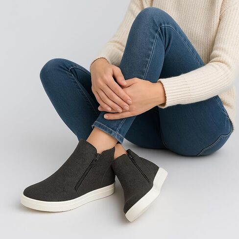 CUSHIONAIRE Women's Hart Hidden Wedge Sneaker +Wide Width Available, Black, 11 W in Kuwait