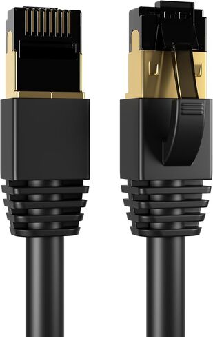 CAT8 Ethernet Cable SFTP 40GBPS 2000MHz ، سلك رقعة LAN عالي السرعة ، سلك شبكة نحاسي محمي مع موصلات مطلية بالذهب RJ45 للمودم ، جهاز التوجيه ، الألعاب ، الكمبيوتر ، الخوادم - أسود (75 قدمًا) in Saudi Arabia