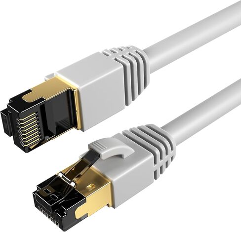 Cat8 Ethernet Cable SFTP 40Gbps 2000MHz, Ultra High-Speed LAN Patch Cord, Shielded Copper Network Wire with RJ45 Gold Plated Connectors for Modem, Router, Gaming, PC, Servers - Gray (10ft) in Saudi Arabia