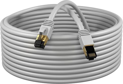 Cat8 Ethernet Cable SFTP 40Gbps 2000MHz, Ultra High-Speed LAN Patch Cord, Shielded Copper Network Wire with RJ45 Gold Plated Connectors for Modem, Router, Gaming, PC, Servers - Gray (10ft) in Saudi Arabia