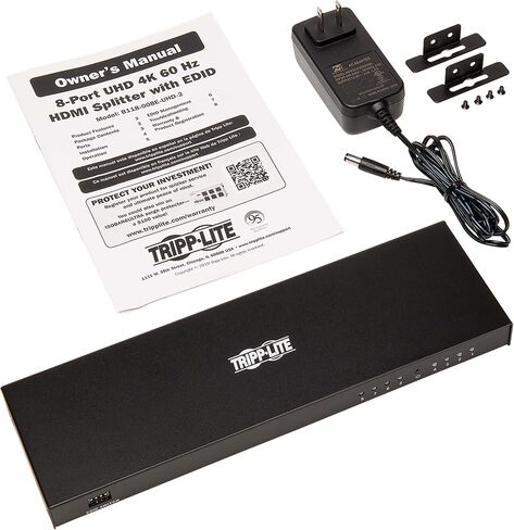 TRIPP LITE HDMI Splitter ، 8 Port 1 في 8 Out Flitter ، 8 عرض متوافق ، 4K @ 60 Hz ، HDCP 2.2 ، إدارة EDID (B118-008E-UHD-2) in Saudi Arabia