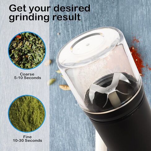 Saitama Electric Herb Grinder - شفرات مضغوطة وقوية ، USB -C قابلة لإعادة الشحن ، شفرات من الفولاذ المقاوم للصدأ ، غرفة صافية للطحن الدقيق ، سريع وحتى طحن (أسود) in Kuwait