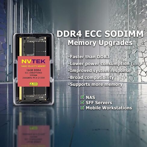16 جيجا بايت DDR4 2666MHz PC4-21300 CL19 2RX8 ECC غير متوفرة SODIMM 1.2V 260-PIN RAM متوافقة مع SYNOLOTY D4ECSO-2666-16G ، D4ES01-16G in Kuwait