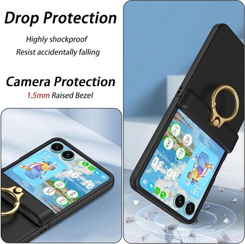 DAKORIE Case for Samsung Galaxy Z Flip 7 Case with Ring Kickstand Screen Protector Shockproof Hinge Protection Phone Cover for Galaxy Z Flip 7 2025 5G - Green in Kuwait