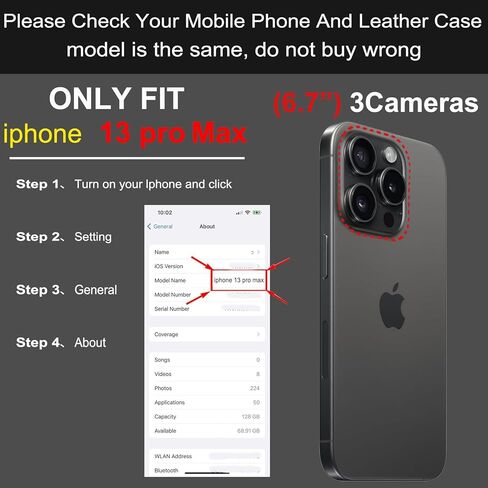 متوافق مع iPhone 16 Plus 6.7 ‘'Wallet Case ، جلد أصلي متين ، مقاوم للصدمات ، غطاء الورقة الوجه مع فتحة البطاقة ، Kickstand ، Gray Brown in Kuwait