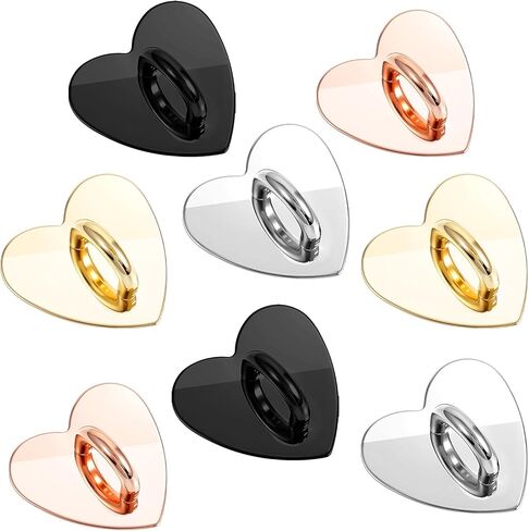 8 Pcs Phone Charm Hook, Cell Phones Charm Finger Rings Adhesive Metal Phones Finger Grip Loop Stand Heart Charms for DIY Phone Case Pad Tablet Supplies in Saudi Arabia