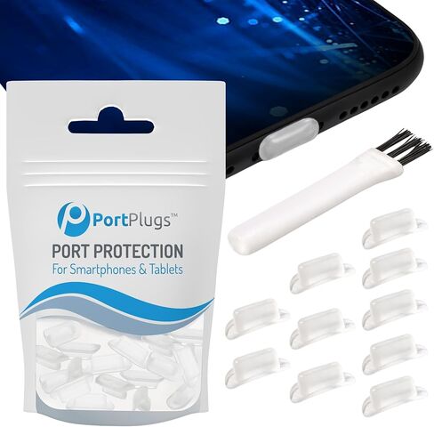 PortPlugs Anti Dust Plugs, Made for iPhone & AirPods Models w/Lightning Connector, Protects from Dirt/Sand/Lint and Debris, Includes Cleaning Brush in Kuwait