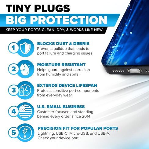 PortPlugs Anti Dust Plugs, Made for iPhone & AirPods Models w/Lightning Connector, Protects from Dirt/Sand/Lint and Debris, Includes Cleaning Brush in Kuwait