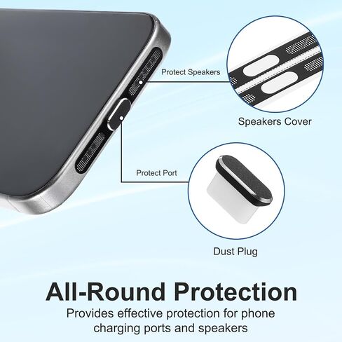 13 Pcs USB C Dust Plug Anti-Lost Speaker Dust Cover Protector Cap, Type C Plug Cover Charging Port Protector Cover for Phone Accessories (Black) in Saudi Arabia