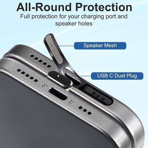 13 Pcs USB C Dust Plug Anti-Lost Speaker Dust Cover Protector Cap, Type C Plug Cover Charging Port Protector Cover for Phone Accessories (Black) in Saudi Arabia