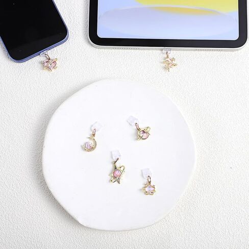 6 Pcs Dust Plug Charm, Y2K Phone Dust Plug Charm, Stars and Moon Fantasy Pendant Compatible with Phone Type C/USB C Charger Port in Saudi Arabia