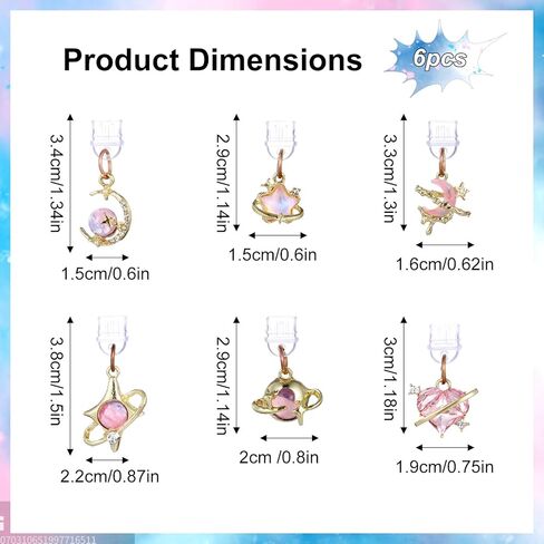 6 Pcs Dust Plug Charm, Y2K Phone Dust Plug Charm, Stars and Moon Fantasy Pendant Compatible with Phone Type C/USB C Charger Port in Saudi Arabia