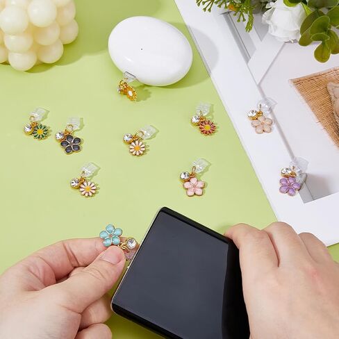 سحر قابس الغبار dicosmetic brutfly butterfly flower mushroom stroly type-c charging port charm charm charm scarm cover cover plastic dust placts with inamel inamel charms usb c port cap pendant in Saudi Arabia
