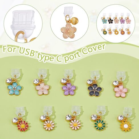 سحر قابس الغبار dicosmetic brutfly butterfly flower mushroom stroly type-c charging port charm charm charm scarm cover cover plastic dust placts with inamel inamel charms usb c port cap pendant in Saudi Arabia