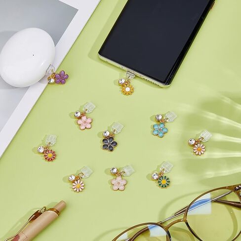 سحر قابس الغبار dicosmetic brutfly butterfly flower mushroom stroly type-c charging port charm charm charm scarm cover cover plastic dust placts with inamel inamel charms usb c port cap pendant in Saudi Arabia