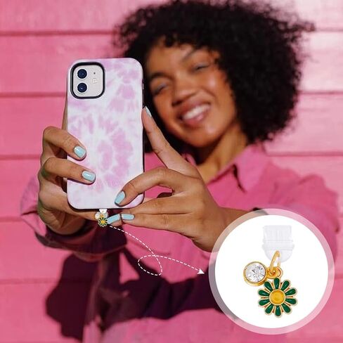 سحر قابس الغبار dicosmetic brutfly butterfly flower mushroom stroly type-c charging port charm charm charm scarm cover cover plastic dust placts with inamel inamel charms usb c port cap pendant in Saudi Arabia