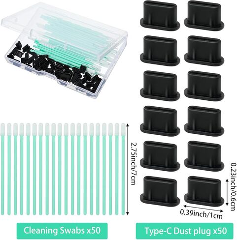 50 PCS USB C Port Cover Silicone Type C Dust Plugs Anti-Dust Charging Port Protectors for i Phone Samsung i Pad & More USB-C Devices (Black with Cleaning Brush) Durable Waterproof Universal Fit in Saudi Arabia