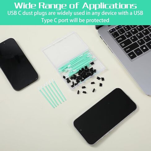 50 PCS USB C Port Cover Silicone Type C Dust Plugs Anti-Dust Charging Port Protectors for i Phone Samsung i Pad & More USB-C Devices (Black with Cleaning Brush) Durable Waterproof Universal Fit in Saudi Arabia