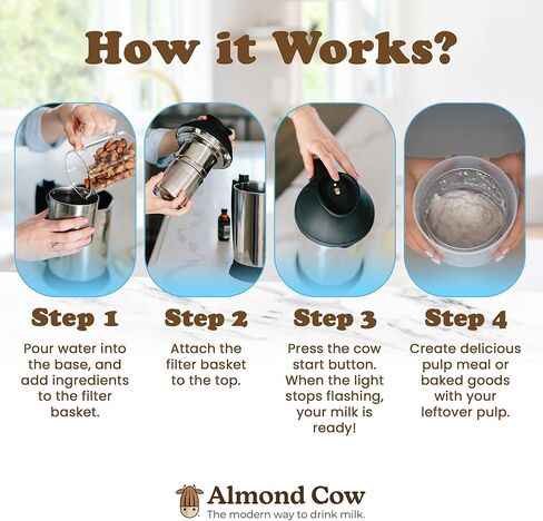 حزمة صانع الحليب من جوز البقر اللوز - تشمل صانع الحليب القائم على النبات ، وبربيل زجاجي 60 أوقية مع الغطاء والفوتس ، وفرشاة تنظيف 13 بوصة - حليب الجوز DIY ، وملحقات مثالية لحليب الجوز محلي الصنع in Kuwait