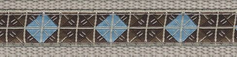 Country Brook Design - Blue & Brown Diamond Ribbon على حزام النايلون الفضي (3/4 بوصة ، 5 ياردات) in Saudi Arabia