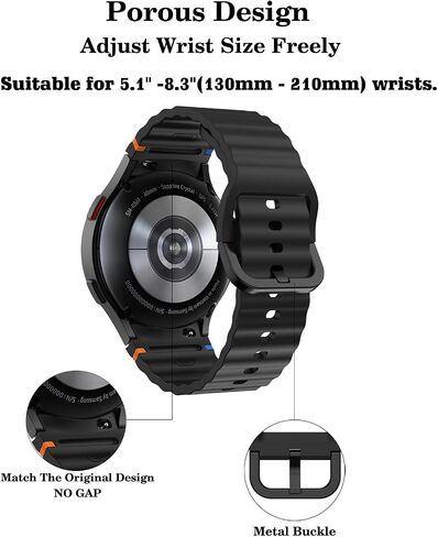 نطاقات رياضية متوافقة مع Samsung Galaxy Watch 7 6 5 40mm 44 مم ، لا توجد فرق حزام مموج بالسيليكون ناعمة من أجل Galaxy Watch 6 Classic 43mm 47mm/Watch 5 Pro 45mm Women Men in Kuwait