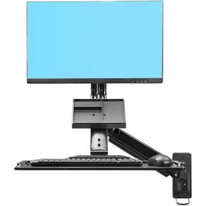 D32 MB32 Computer Sit-Stand Workstation Wall Mount Lift Monitor Stand with Keyboard Gas Spring(Black) in Kuwait