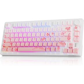 لوحة مفاتيح ألعاب ميكانيكية DAREU EK75PRO لاسلكية 75% RGB قابلة للتبديل السريع مع مقبض، اتصال 2.4 جيجا هرتز/BT5.1/USB-C، حامل حشية 81 مفتاحًا، أغطية مفاتيح PBT ومفتاح أحلام خطي لـ Win/MAC in Kuwait