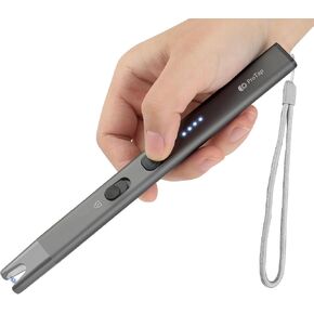 Electric Candle Lighter with Safety Switch, Aluminum Alloy USB Lighters Rechargeable Windproof Flameless with LED Power Display, Long Plasma Arc Lighter for Candle Birthday Camping BBQ - Gray in Saudi Arabia