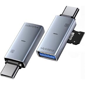 2 Pack USB C TF Card Reader & USB 3.0 Adapter, Dual-Slot Type-C OTG Reader for SD/SDXC/SDHC/MMC & Micro TF Cards USB-A Converter Compatible with iPhone 16/15, iPad Pro, MacBook, Samsung Galaxy S25/S24 in Saudi Arabia