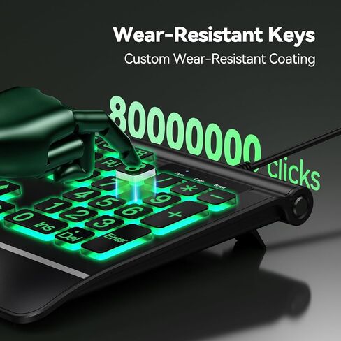 TECKNET Large Print Backlit Keyboard, Wired USB-A Computer Keyboard with Wrist Rest, 7-Color Backlit, Oversized Letter Keys Easy to See, Plug-and-Play, Silent, Foldable Stands for Windows/PC/Laptop in Saudi Arabia