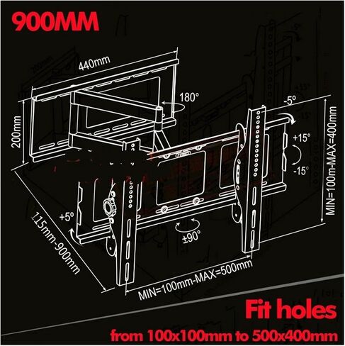 DL-WA-102LT 60kg 60" 55" 46" Telescopic Swivel Tilt 500x400 LCD Wall 孔距 Bracket Full Motion TV Mount in Saudi Arabia