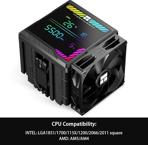Thermalright Peerless Assassin 140 Digital Black CPU COWNER ، مراوح PWM مزدوجة مع سرعة 1850 دورة في الدقيقة ، دعم Intel LGA1700/1851/115X/2011/1200 ، AMD: AM4/AM5 ، تبريد وحدة المعالجة المركزية ، غطاء شاشة رقمية أعلى in Saudi Arabia