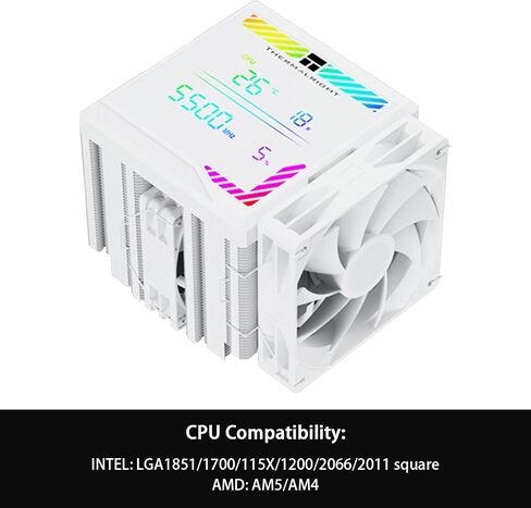 Thermalright Peerless Assassin 140 Digital Black CPU COWNER ، مراوح PWM مزدوجة مع سرعة 1850 دورة في الدقيقة ، دعم Intel LGA1700/1851/115X/2011/1200 ، AMD: AM4/AM5 ، تبريد وحدة المعالجة المركزية ، غطاء شاشة رقمية أعلى in Kuwait