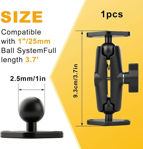 Metal Double Socket Arm Compatible RAM Mount Arm, 1" Double Ball Adapter, 360° Rotation, Extension Rod for Phone Holder, for Bike, Motorcycle, Truck. (Short) in Kuwait