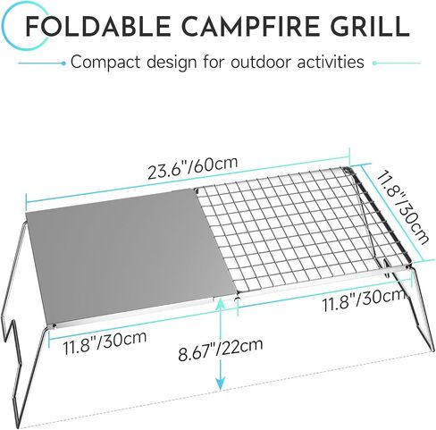 Swivel Campfire Grill Grate, 360°Adjustable Heavy Duty Steel Grate Camping Grill, Portable Camping Essentials, BBQ Over Fire Pit Grill, Fire Racks Cooking Equipment for Outdoor Open Flame Cooking in Saudi Arabia