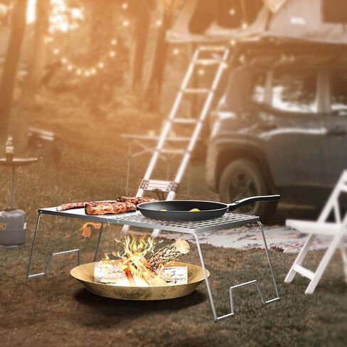 Swivel Campfire Grill Grate, 360°Adjustable Heavy Duty Steel Grate Camping Grill, Portable Camping Essentials, BBQ Over Fire Pit Grill, Fire Racks Cooking Equipment for Outdoor Open Flame Cooking in Saudi Arabia