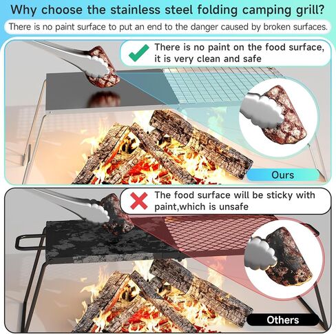 Swivel Campfire Grill Grate, 360°Adjustable Heavy Duty Steel Grate Camping Grill, Portable Camping Essentials, BBQ Over Fire Pit Grill, Fire Racks Cooking Equipment for Outdoor Open Flame Cooking in Saudi Arabia