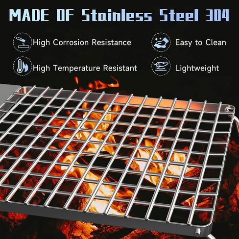 Swivel Campfire Grill Grate, 360°Adjustable Heavy Duty Steel Grate Camping Grill, Portable Camping Essentials, BBQ Over Fire Pit Grill, Fire Racks Cooking Equipment for Outdoor Open Flame Cooking in Saudi Arabia