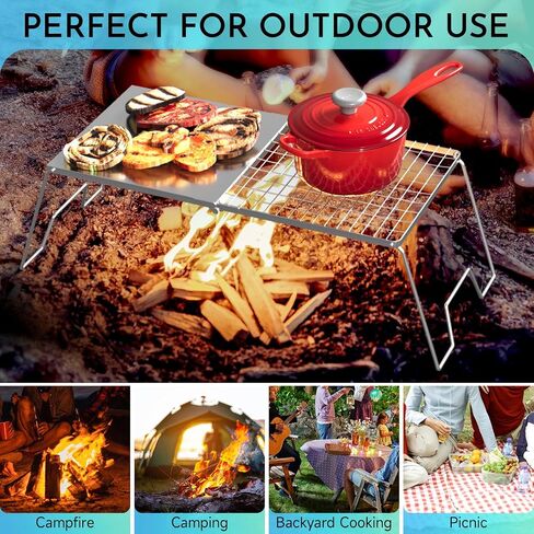 Swivel Campfire Grill Grate, 360°Adjustable Heavy Duty Steel Grate Camping Grill, Portable Camping Essentials, BBQ Over Fire Pit Grill, Fire Racks Cooking Equipment for Outdoor Open Flame Cooking in Saudi Arabia