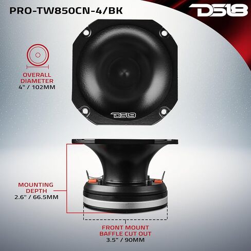 DS18 PRO-TW850CN-4/BK 4" High Compression Hybrid Driver/Tweeter with Neodymium Magnet 1.5" PEI Vc 250 Watts 4-Ohm, Pro Audio, High Frequency in Saudi Arabia