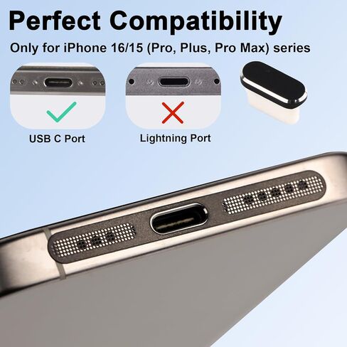 4pcs USB C Dust Plug, Metal Type C Charging Port Cover with Speaker Dust Covers USB-C Protector Cap for iPhone 16/15 Series All Models Phone Accessories in Saudi Arabia