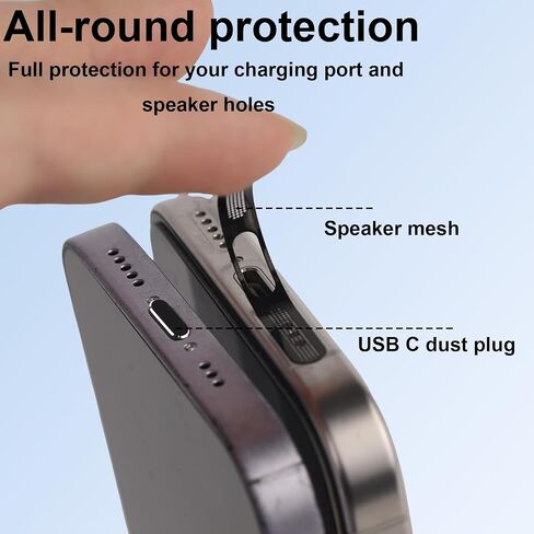 4pcs USB C Dust Plug, Metal Type C Charging Port Cover with Speaker Dust Covers USB-C Protector Cap for iPhone 16/15 Series All Models Phone Accessories in Saudi Arabia