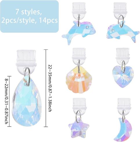 CHGCRAFT 14 Pcs 7 Style Dust Plug Charm Glass Charms Dustproof Plugs Type C Dust Covers Anti Dust Plugs Charge Port Protector Cover for Most Type C Phone Earphone in Saudi Arabia