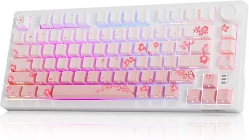 لوحة مفاتيح ألعاب ميكانيكية DAREU EK75PRO لاسلكية 75% RGB قابلة للتبديل السريع مع مقبض، اتصال 2.4 جيجا هرتز/BT5.1/USB-C، حامل حشية 81 مفتاحًا، أغطية مفاتيح PBT ومفتاح أحلام خطي لـ Win/MAC in Saudi Arabia