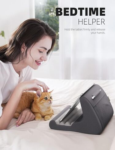 Lamicall Tablet Stand, Pillow Holder - Soft Pad for Bed, Lap Dock With Stylus Mount & Pocket, for iPad Pro 12.9, Air, Mini, Kindle, Galaxy Tab and 4-13" Tablets, Dark Grey in Saudi Arabia