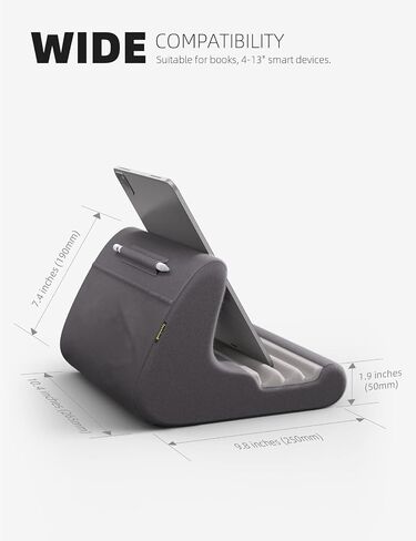 Lamicall Tablet Stand, Pillow Holder - Soft Pad for Bed, Lap Dock With Stylus Mount & Pocket, for iPad Pro 12.9, Air, Mini, Kindle, Galaxy Tab and 4-13" Tablets, Dark Grey in Saudi Arabia