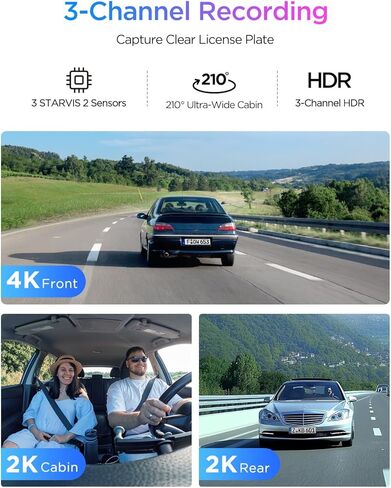 يدعم Viofo A329S 4K 3 Channel Dash Cam ، 4K Front + 2K Cabin Fisheee (210 °) + 2K ، وضع وقوف السيارات لتوفير الطاقة ، التحكم في تطبيق Wi-Fi 6 ، مستشعرات All-Channel Starvis 2 in Saudi Arabia